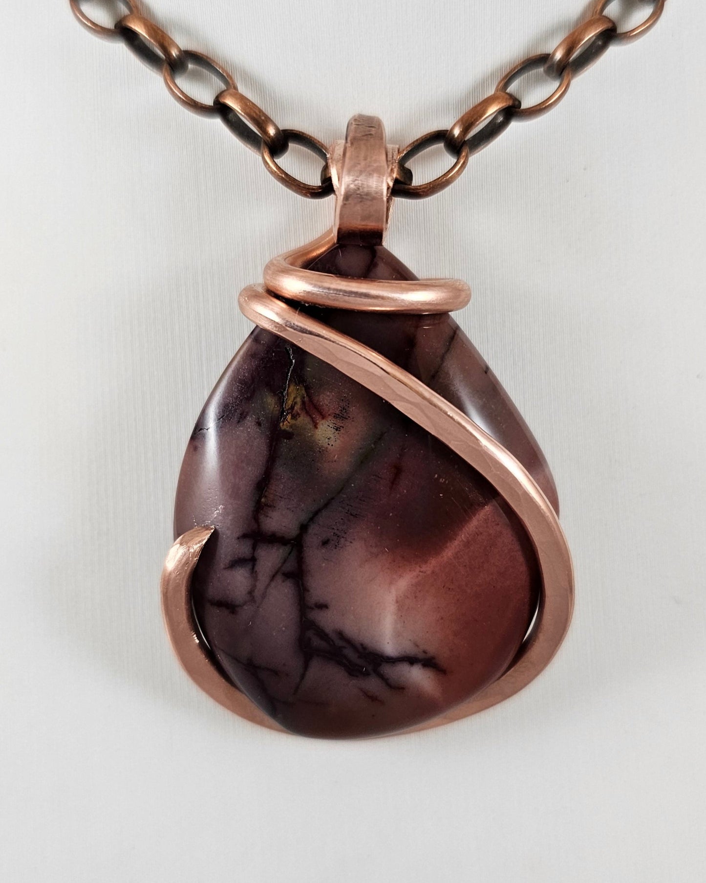 Mookaite Jasper Handmade Stone Pendant Wrapped in Copper