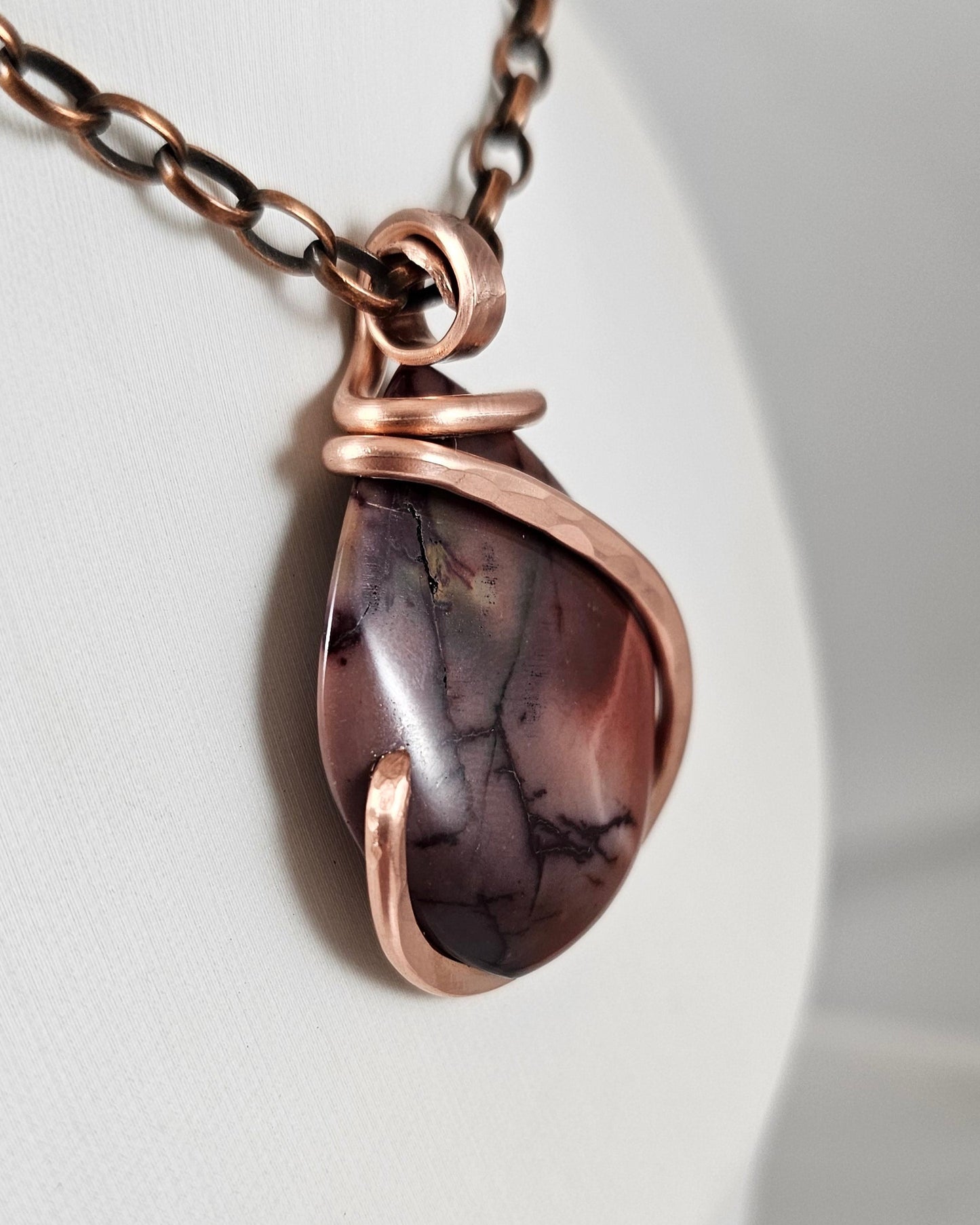 Mookaite Jasper Handmade Stone Pendant Wrapped in Copper