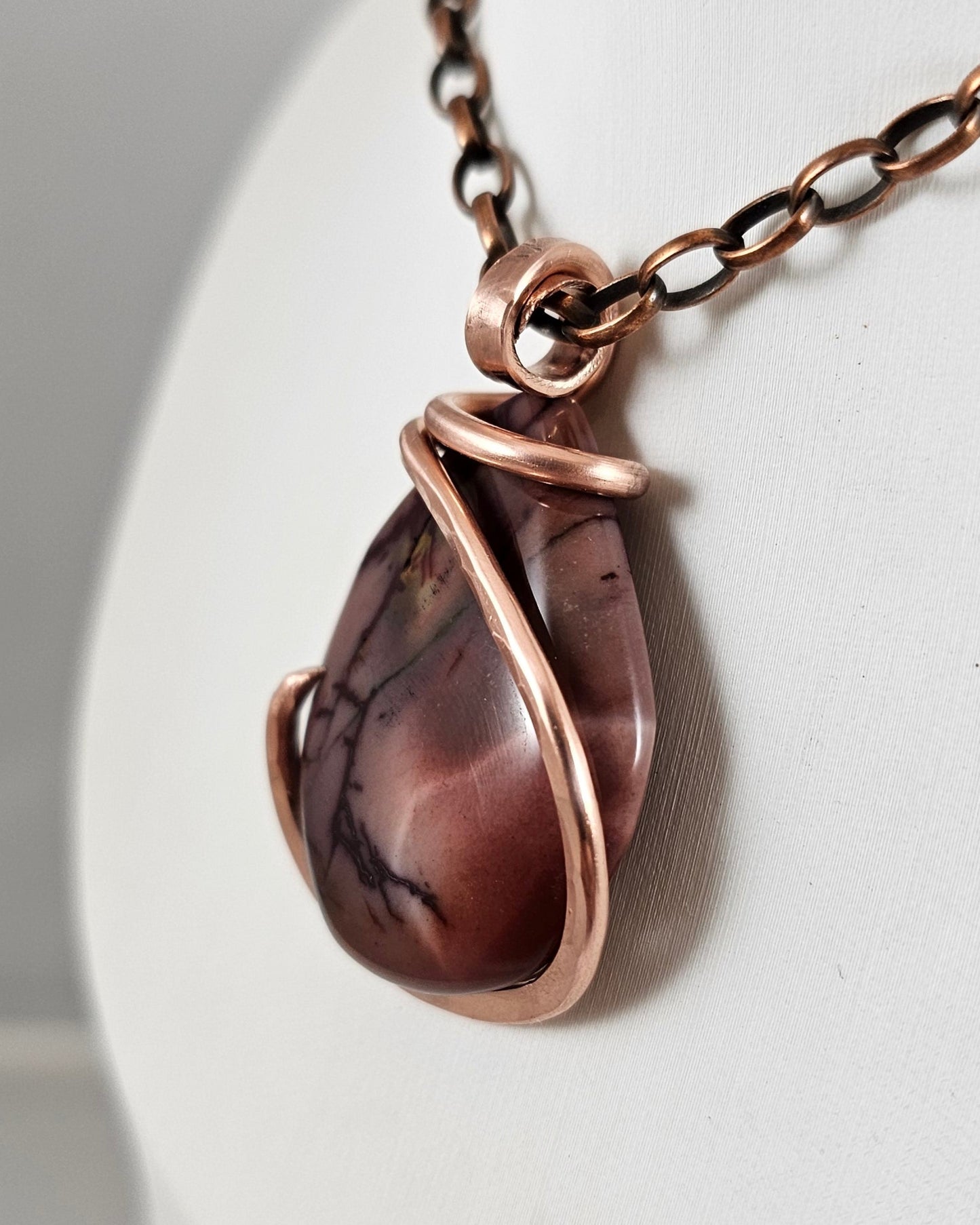 Mookaite Jasper Handmade Stone Pendant Wrapped in Copper