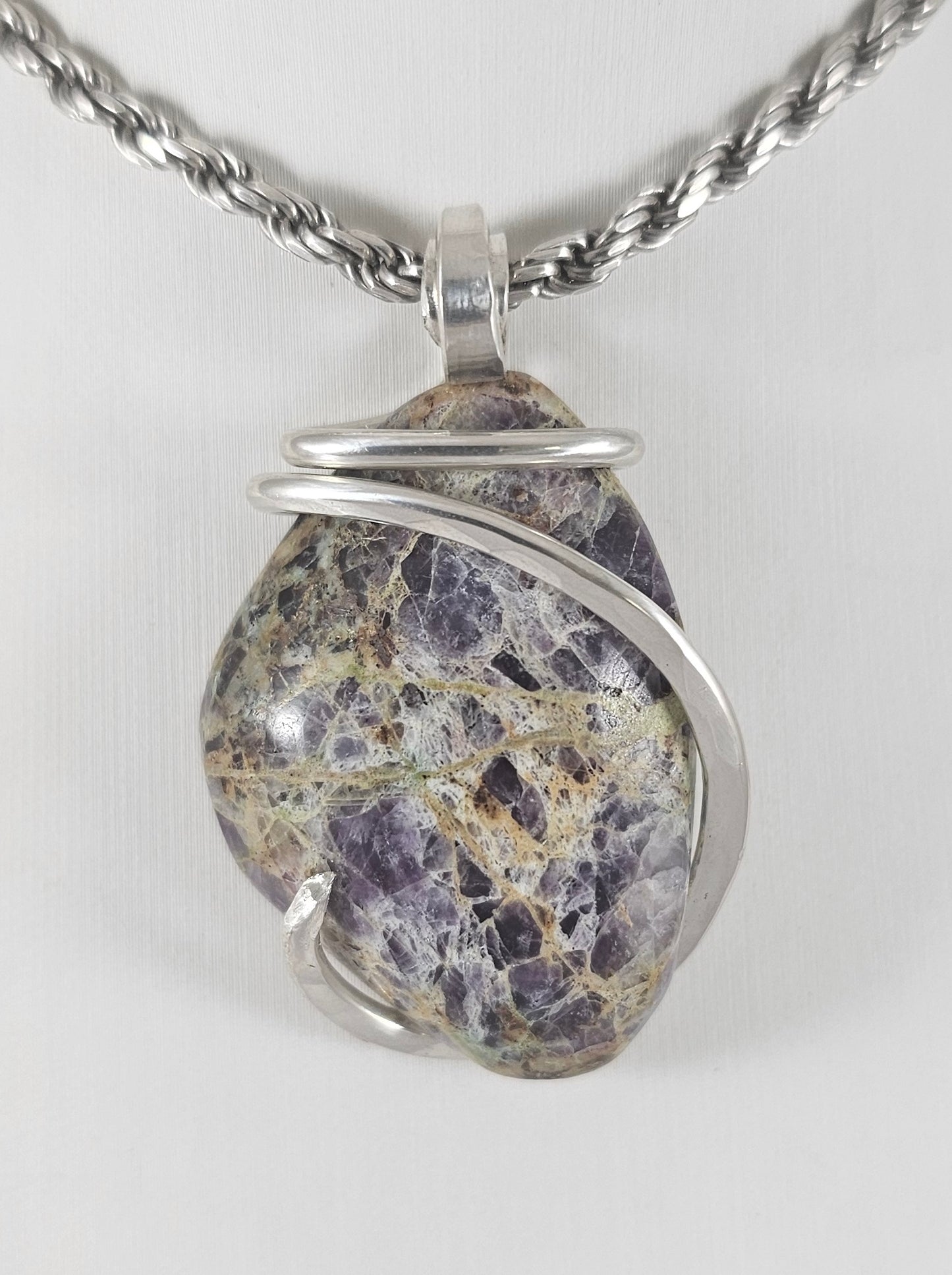 Kaleidoscope Jasper Handmade Stone Pendant Wrapped in Silver