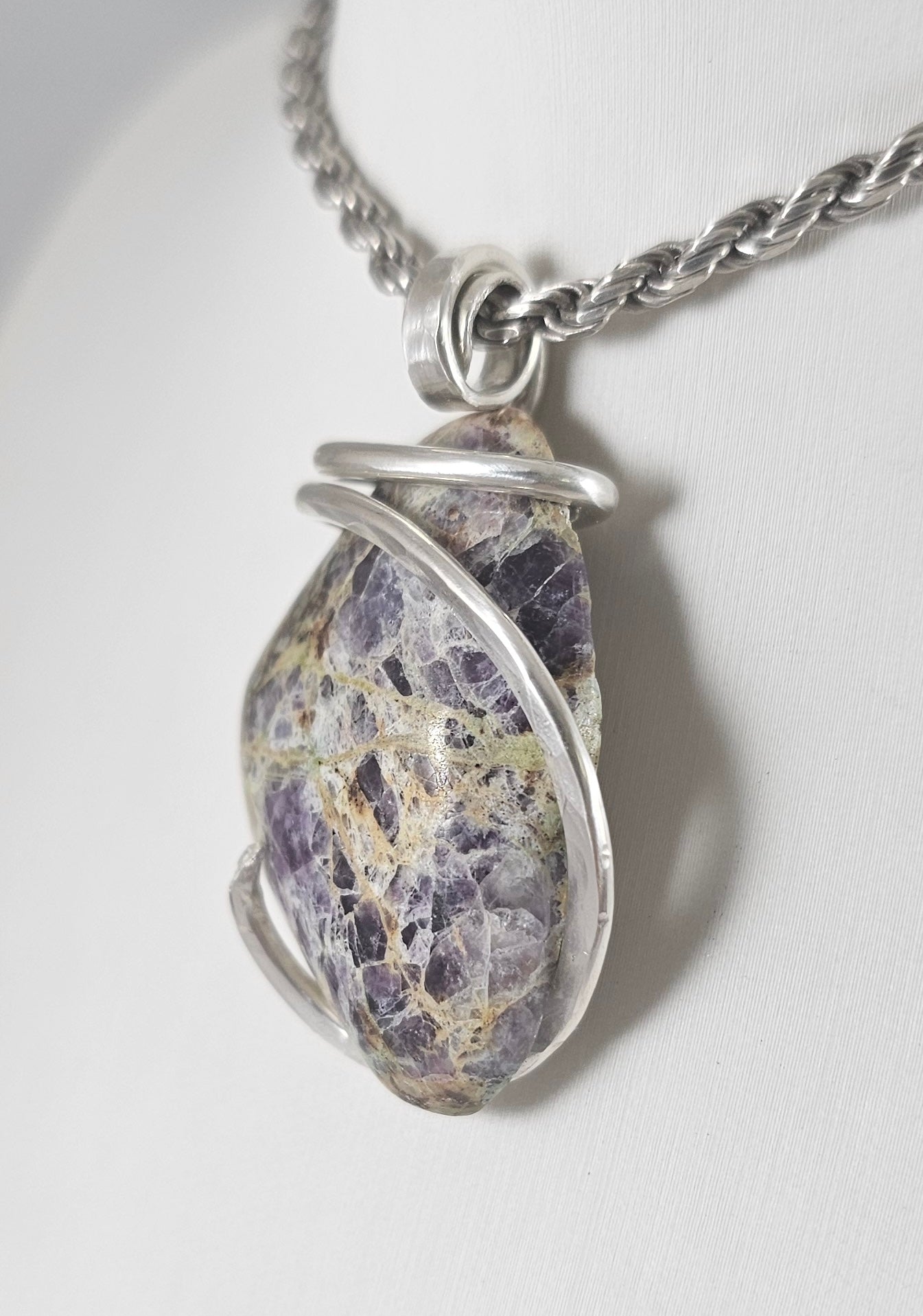 Kaleidoscope Jasper Handmade Stone Pendant Wrapped in Silver