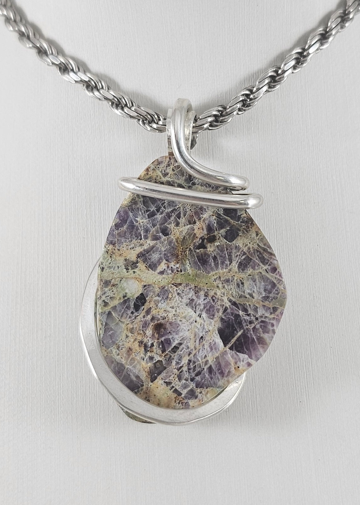 Kaleidoscope Jasper Handmade Stone Pendant Wrapped in Silver