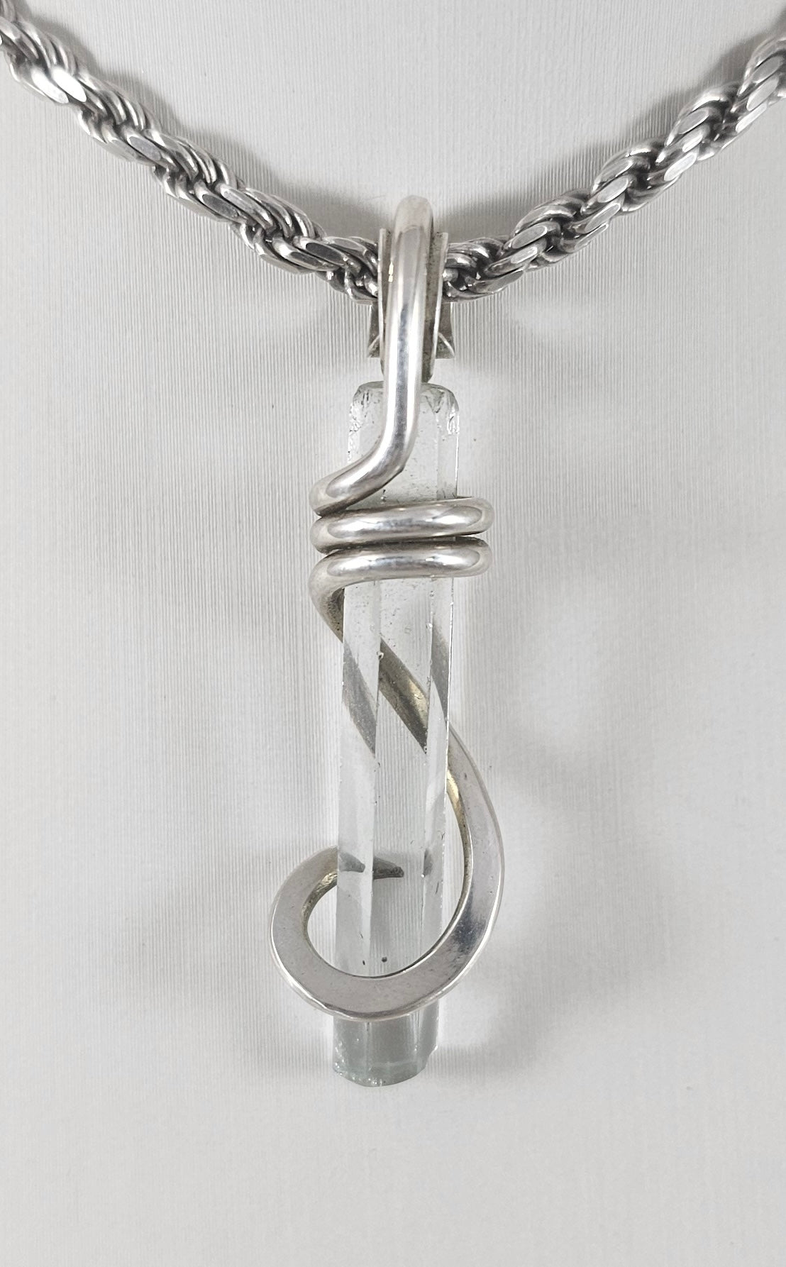 Aquamarine Handmade Crystal Pendant Wrapped in Silver