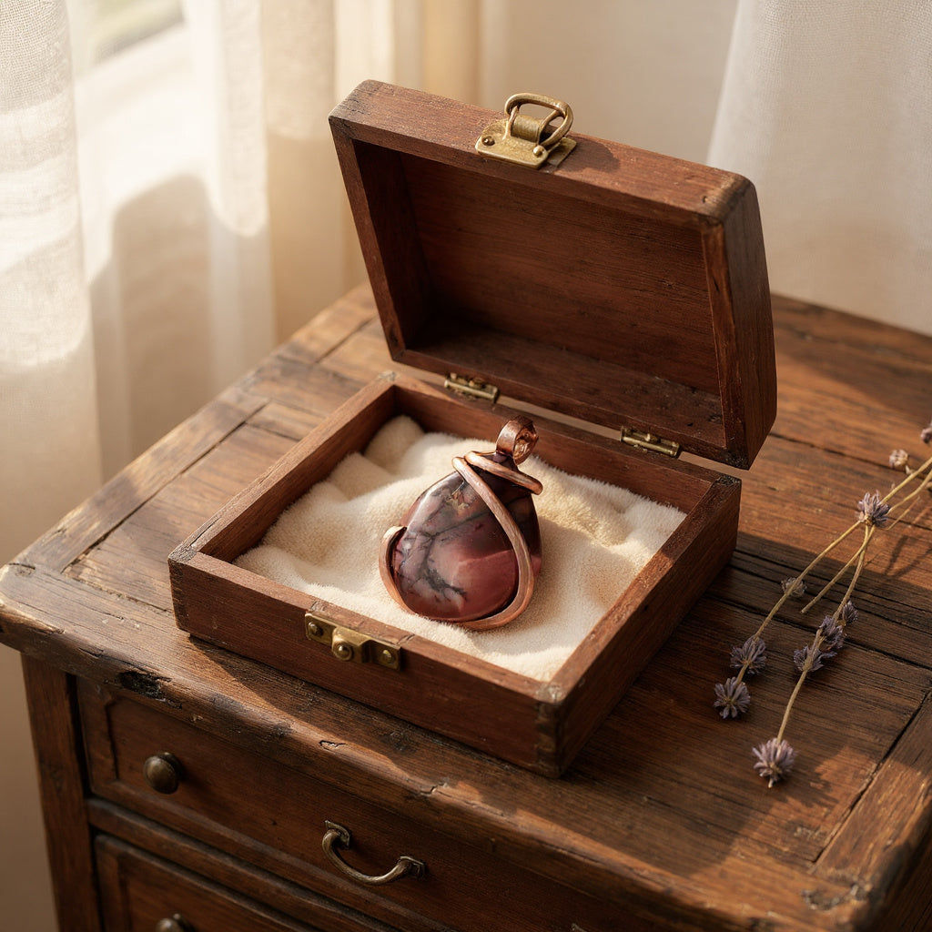 Mookaite Jasper Handmade Stone Pendant Wrapped in Copper
