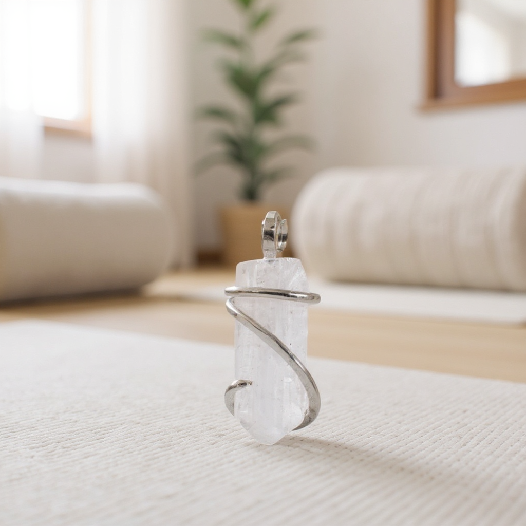 Danburite Handmade Stone Pendant Wrapped in Silver