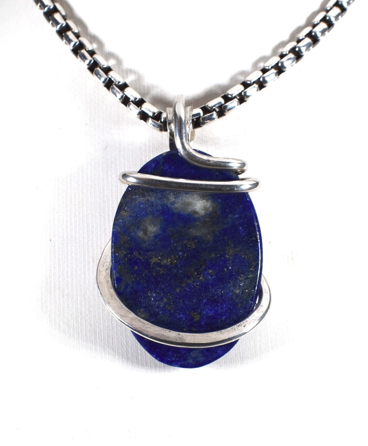 Lapis Lazuli/Pyrite Pendant Necklace 925 Sterling Silver