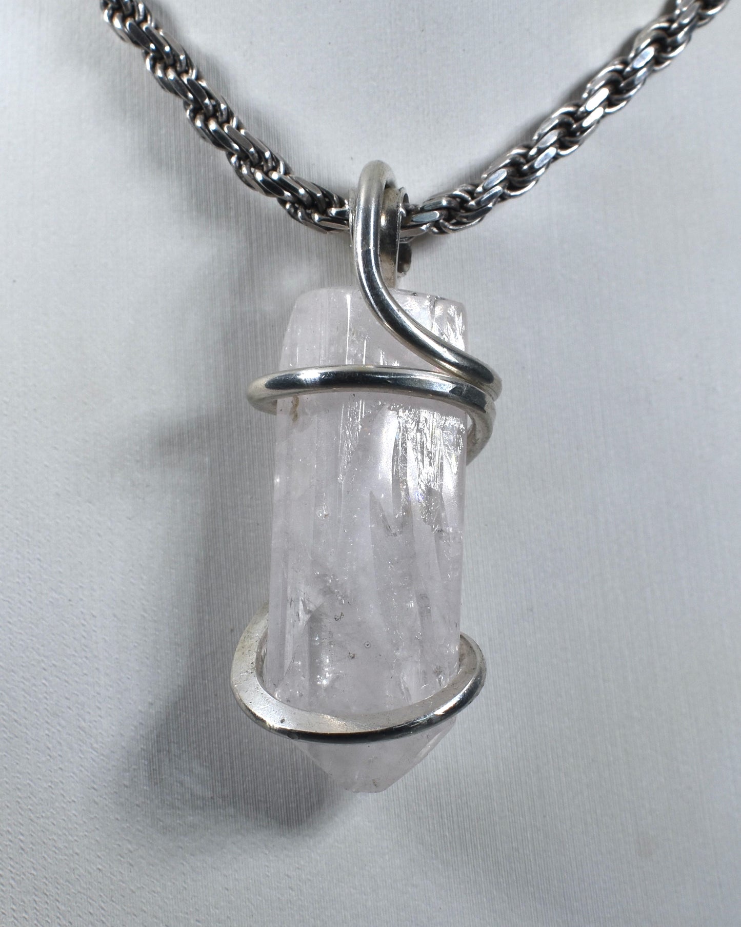 Danburite Handmade Stone Pendant Wrapped in Silver