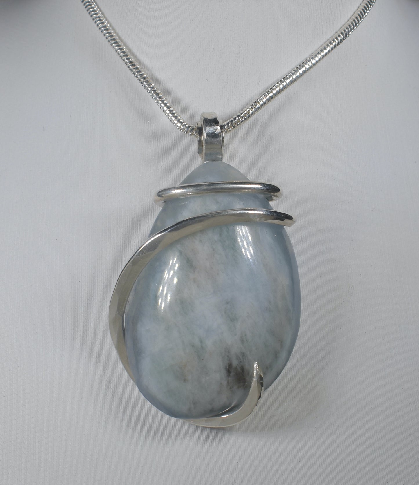 Aquamarine Handmade Crystal Pendant Wrapped in Silver