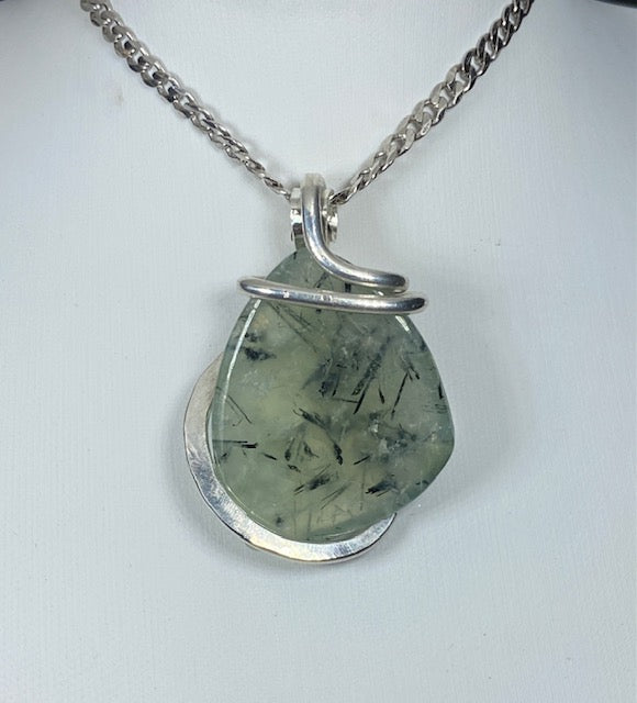 Green Epidote Pendant Necklace 925 Sterling Silver