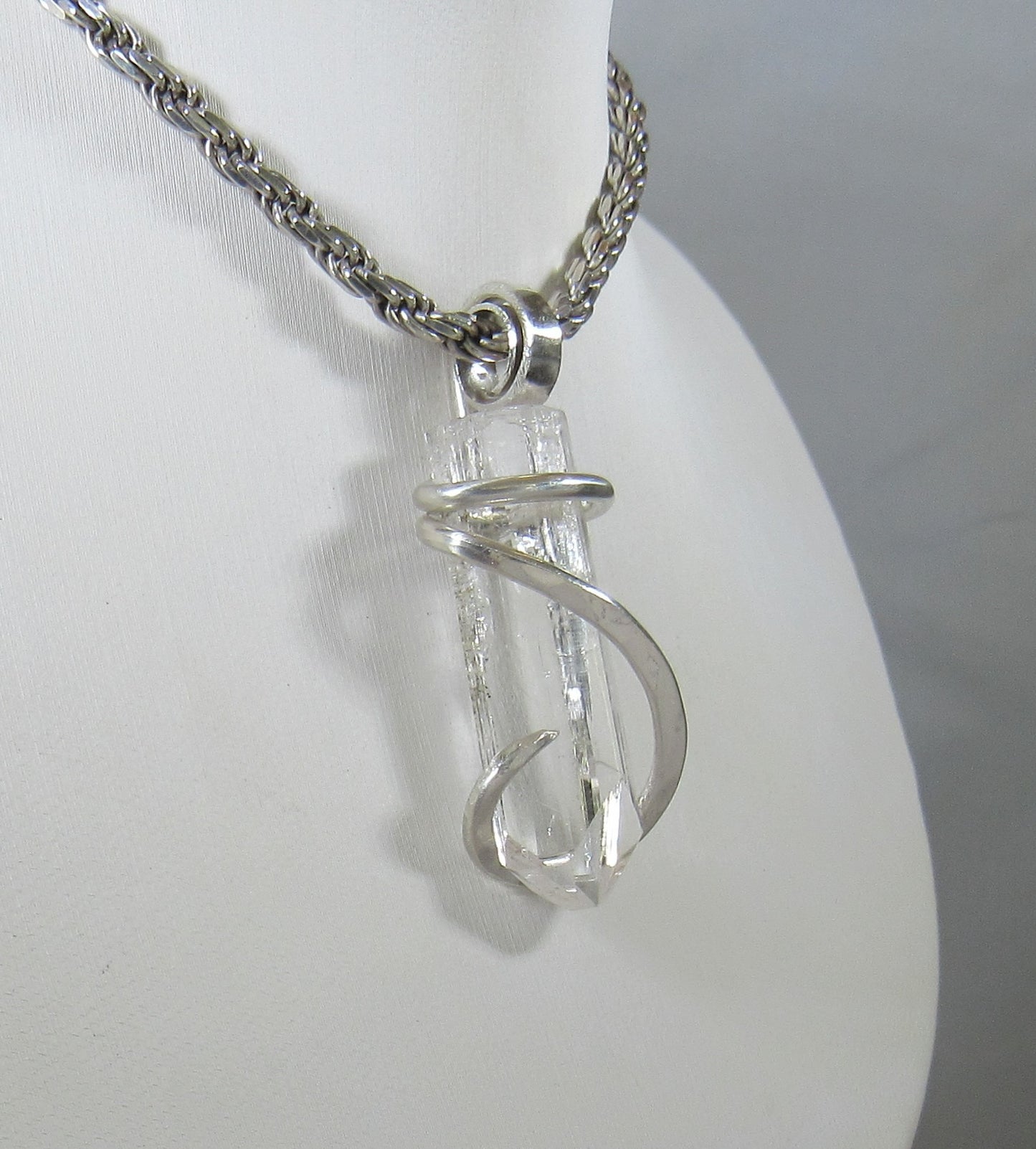 Danburite Handmade Stone Pendant Wrapped in Silver