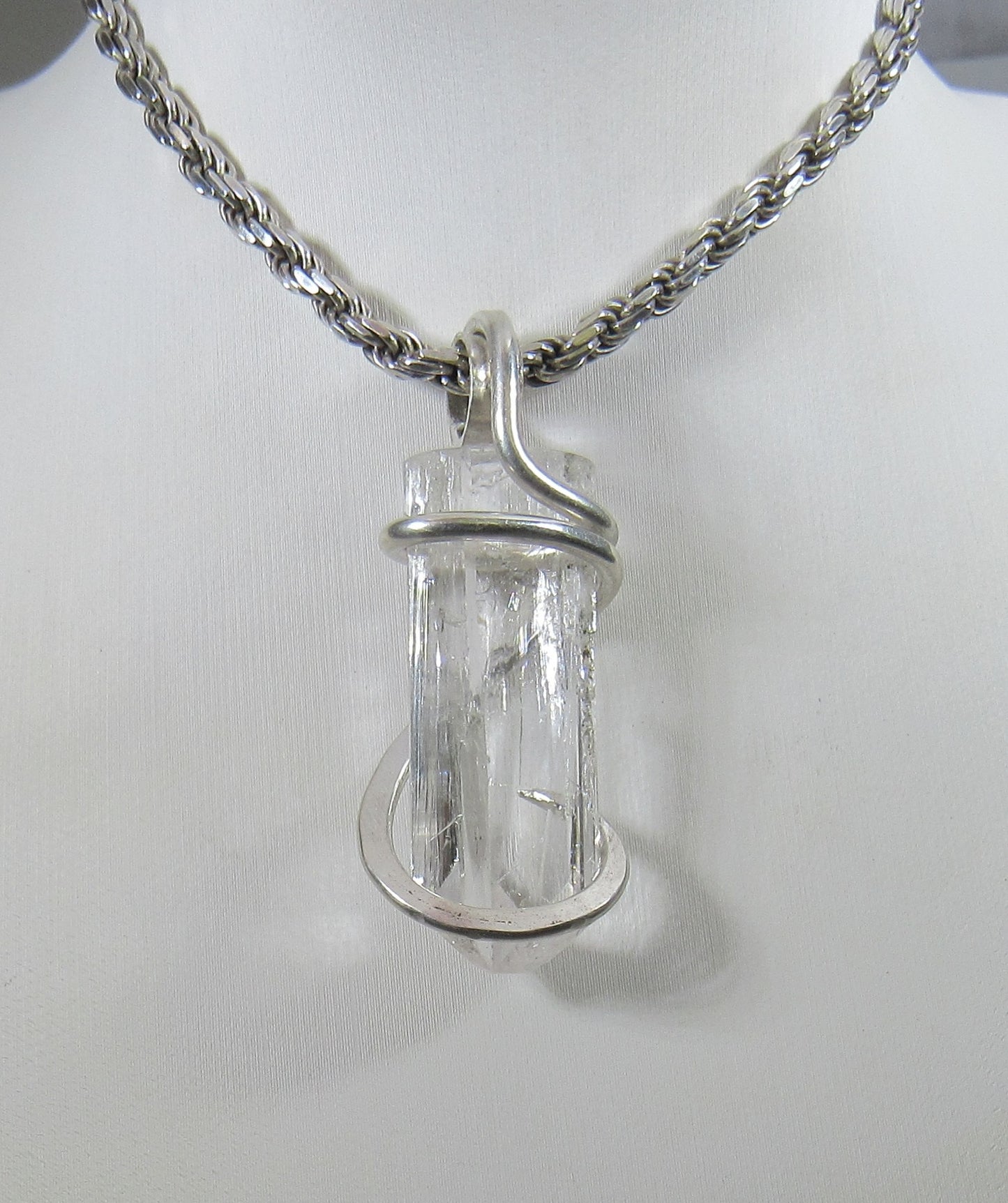 Danburite Handmade Stone Pendant Wrapped in Silver