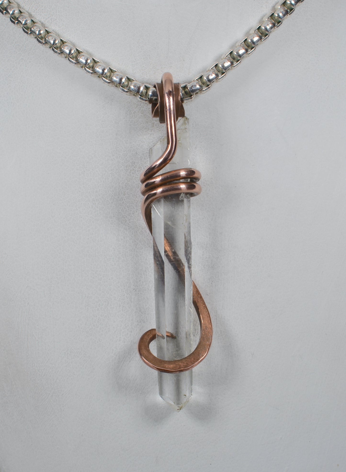 Clear Quartz Point Crystal Pendant Hand Wrapped in Copper