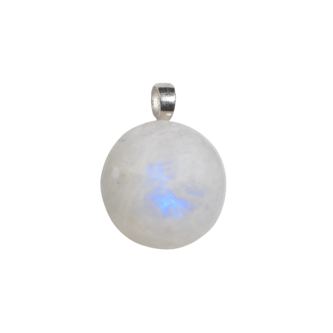 Rainbow Moonstone Handmade Crystal Pendant Wrapped in Silver
