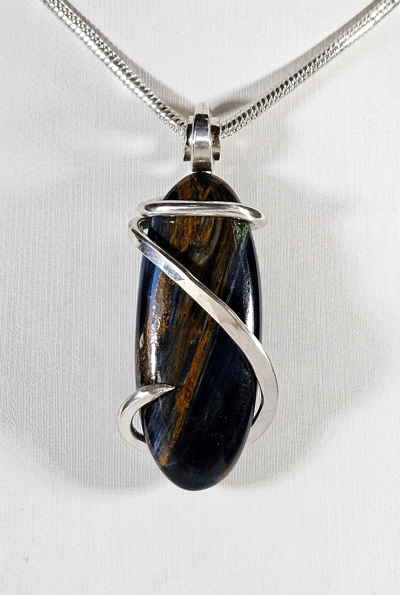 Pietersite Handmade Stone Pendant Wrapped in Silver