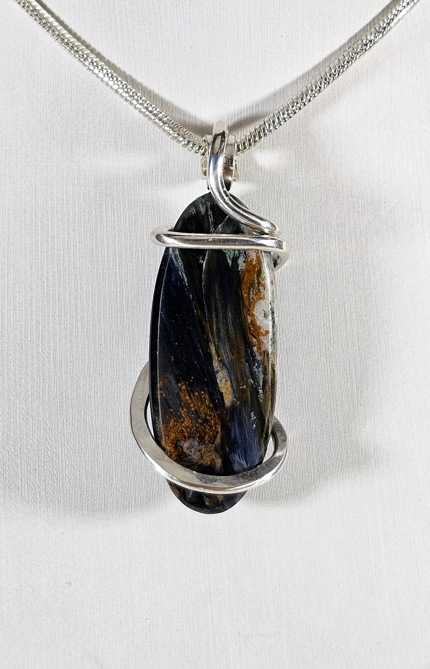 Pietersite Handmade Stone Pendant Wrapped in Silver