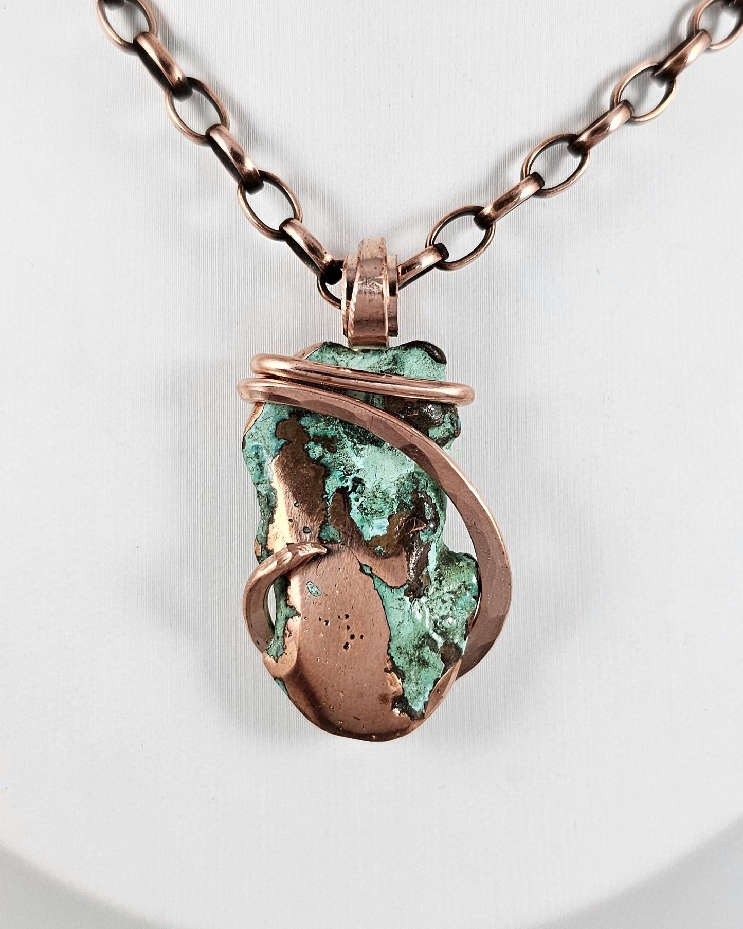 Splash Copper Handmade Stone Pendant Wrapped in Copper