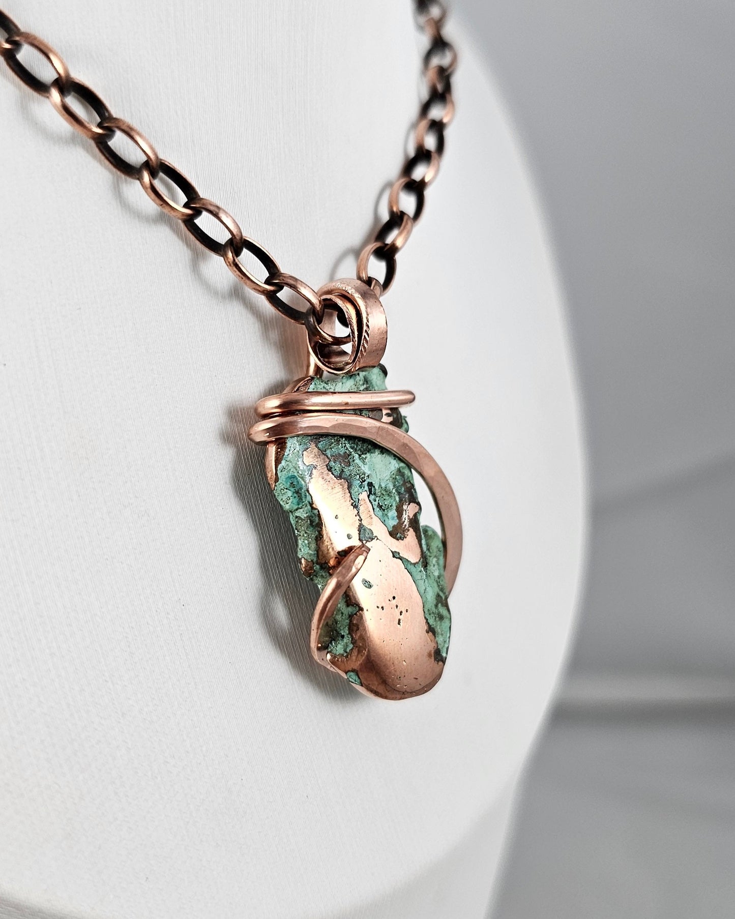 Splash Copper Handmade Stone Pendant Wrapped in Copper