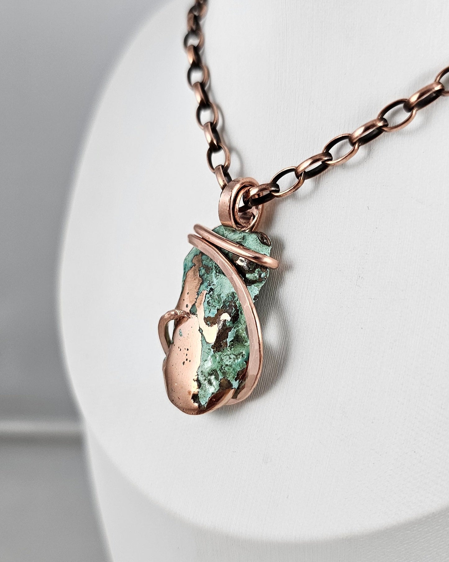 Splash Copper Handmade Stone Pendant Wrapped in Copper