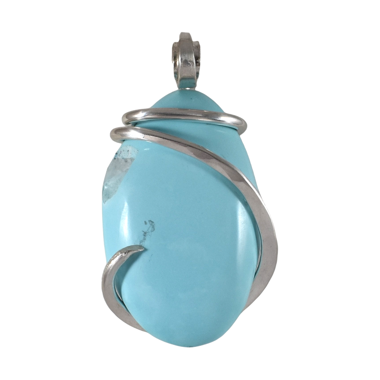 Sleeping Beauty Turquoise Handmade Stone Pendant Wrapped in Silver