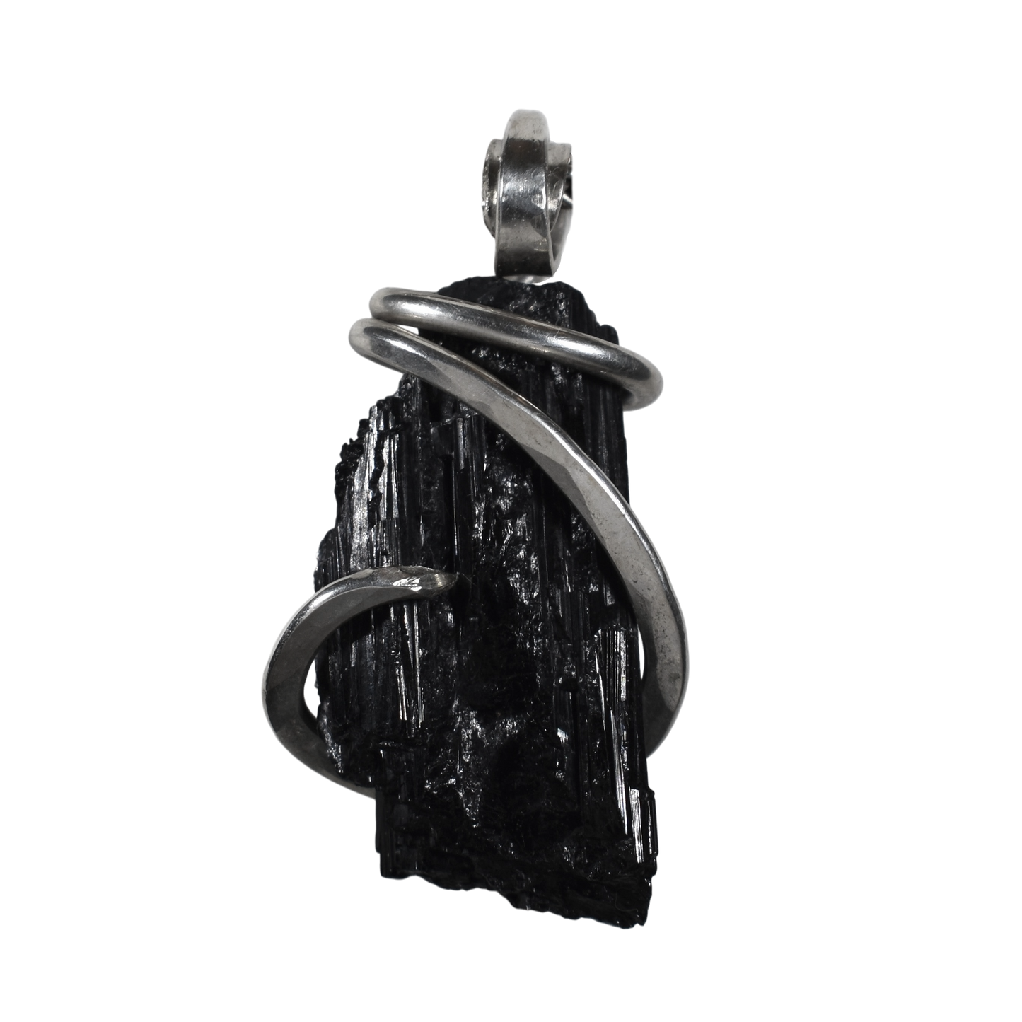 Black Tourmaline Handmade Stone Pendant Wrapped in Silver