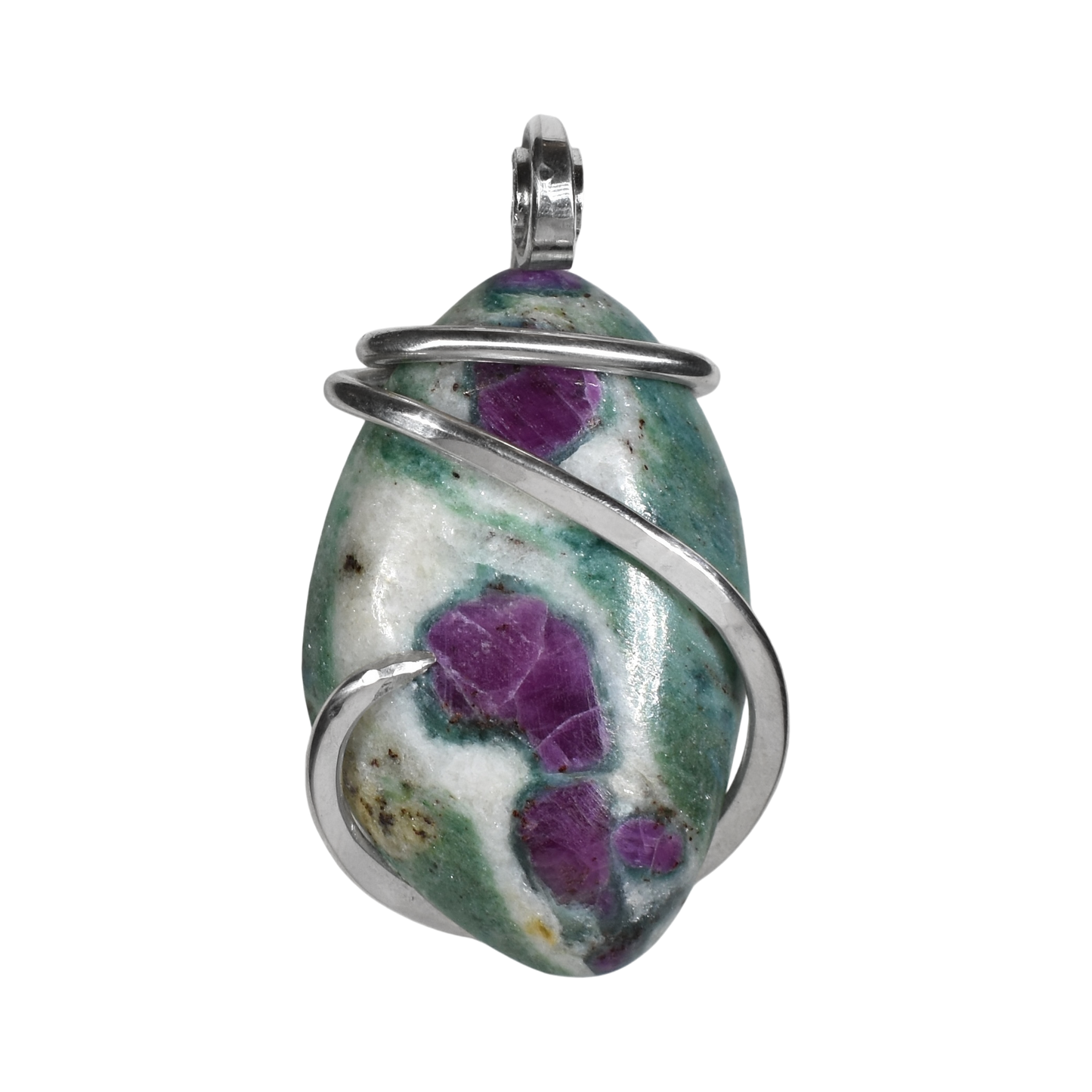 Ruby in Fuchsite Handmade Stone Wrapped in Silver
