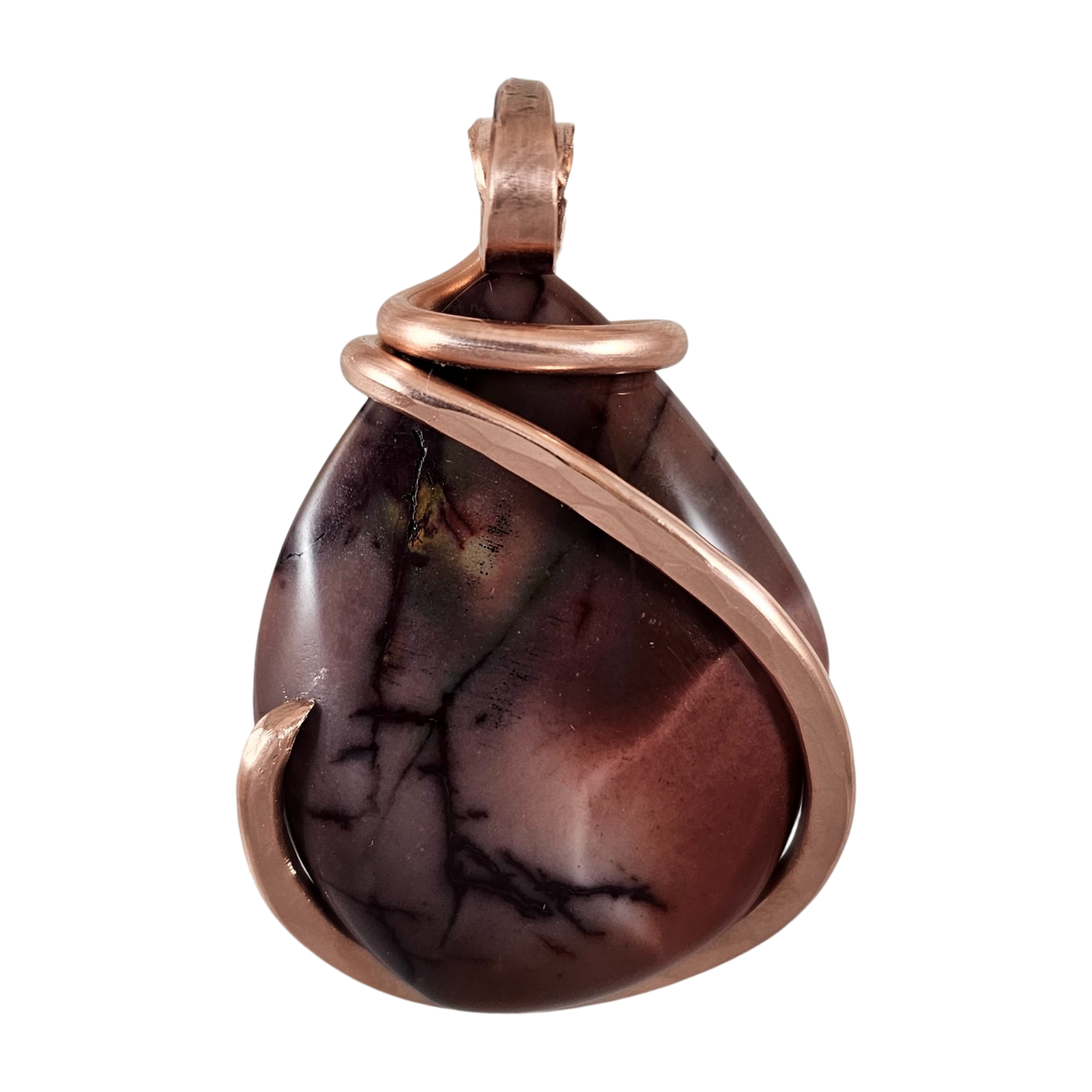 Mookaite Jasper Handmade Stone Pendant Wrapped in Copper