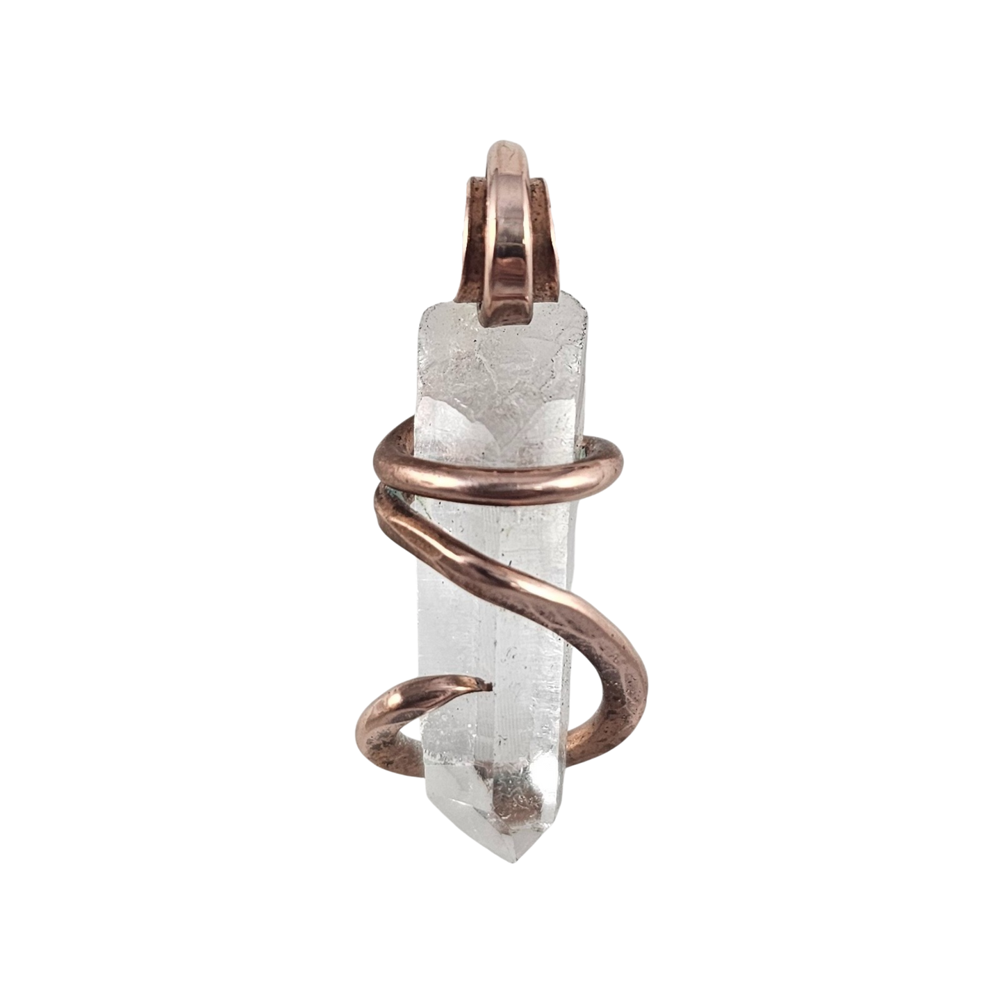 Clear Quartz Point Handmade Crystal Pendant Wrapped in Copper