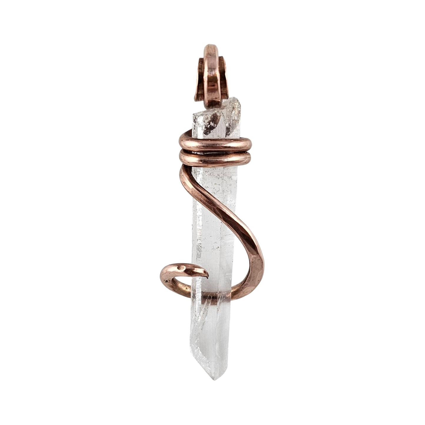 Clear Quartz Point Handmade Crystal Pendant Wrapped in Copper