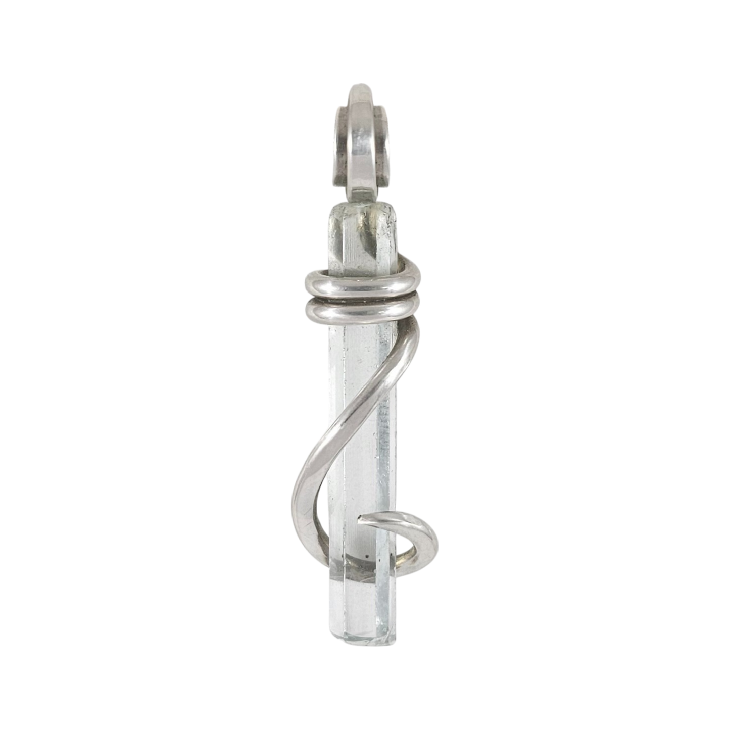 Aquamarine Handmade Crystal Pendant Wrapped in Silver