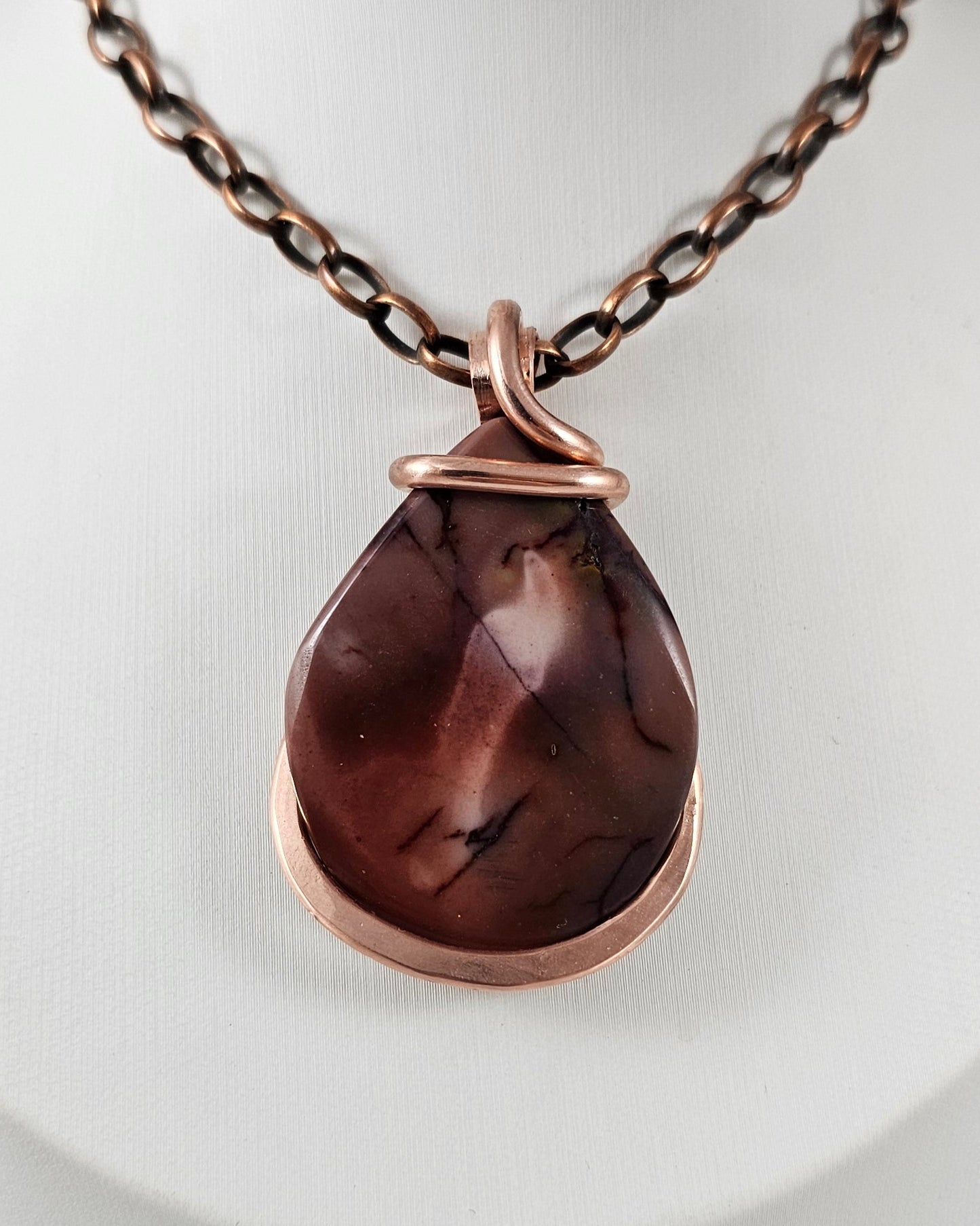 Mookaite Jasper Handmade Stone Pendant Wrapped in Copper