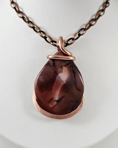 Mookaite Jasper Handmade Stone Pendant Wrapped in Copper