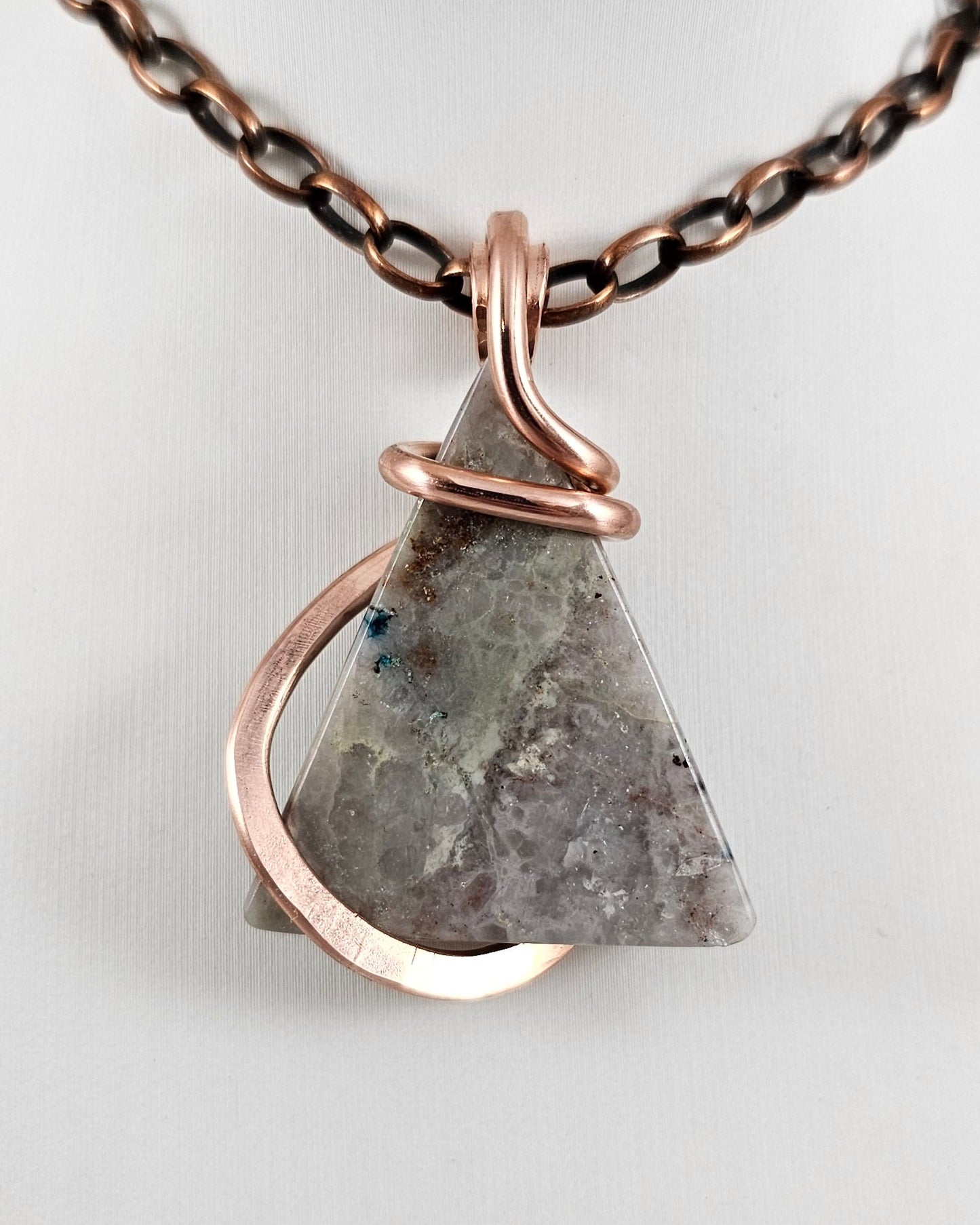 Azurite and Malachite Handmade Stone Pendant Wrapped in Copper