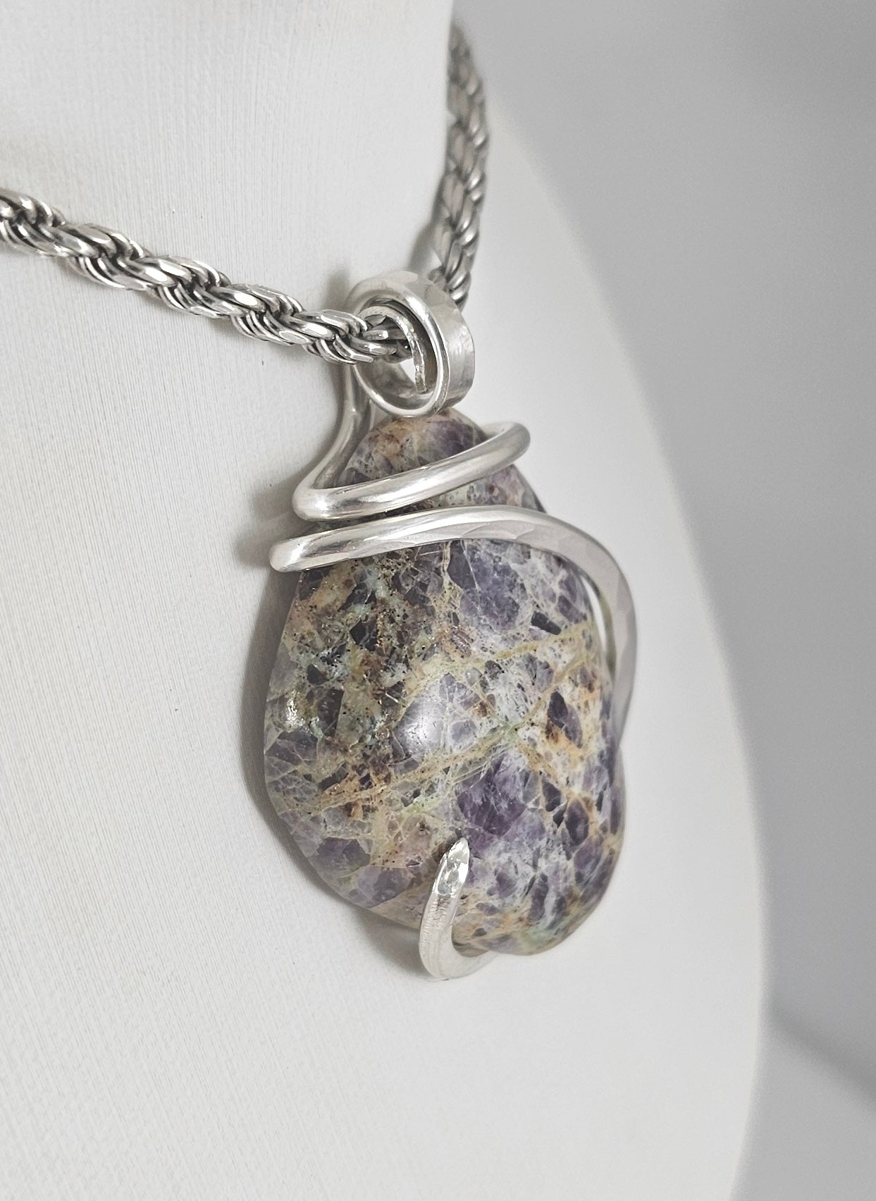 Kaleidoscope Jasper Handmade Stone Pendant Wrapped in Silver
