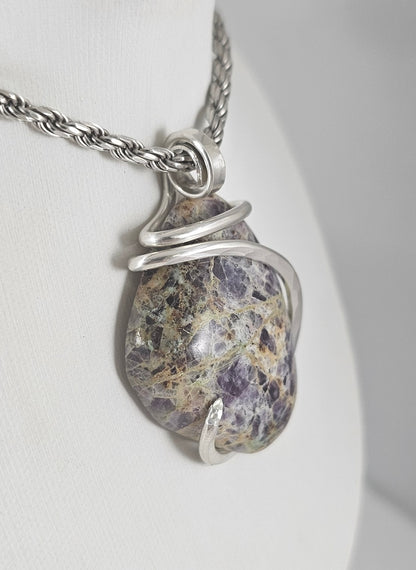 Kaleidoscope Jasper Handmade Stone Pendant Wrapped in Silver