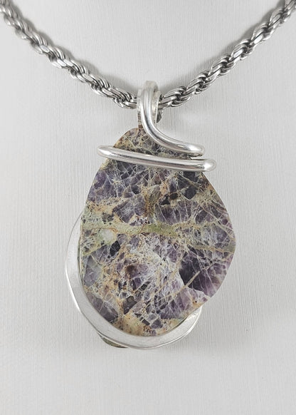 Kaleidoscope Jasper Handmade Stone Pendant Wrapped in Silver