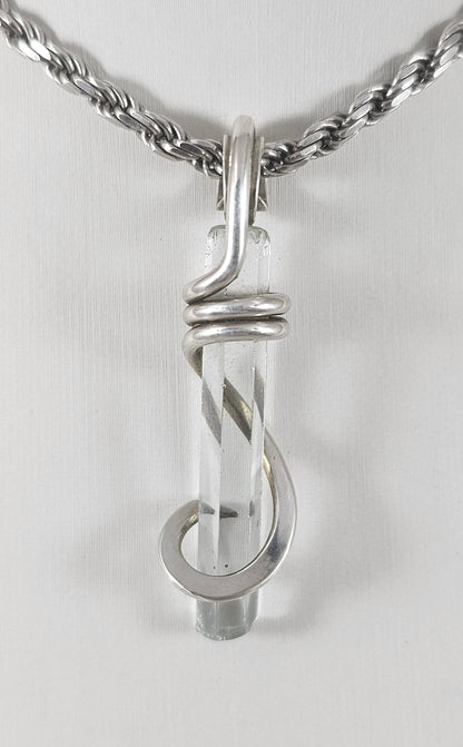 Aquamarine Handmade Crystal Pendant Wrapped in Silver