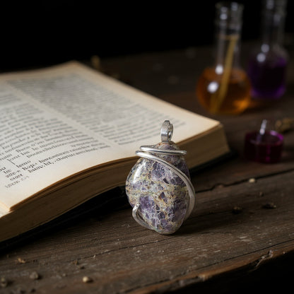 Kaleidoscope Jasper Handmade Stone Pendant Wrapped in Silver