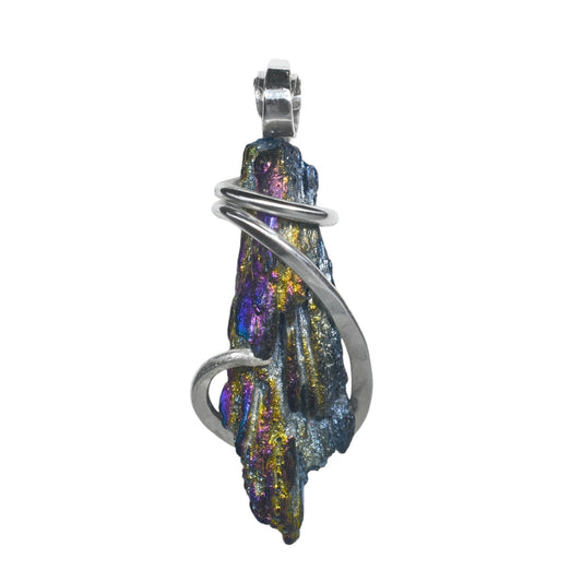 Carborundum Handmade Crystal Pendant Wrapped in Silver