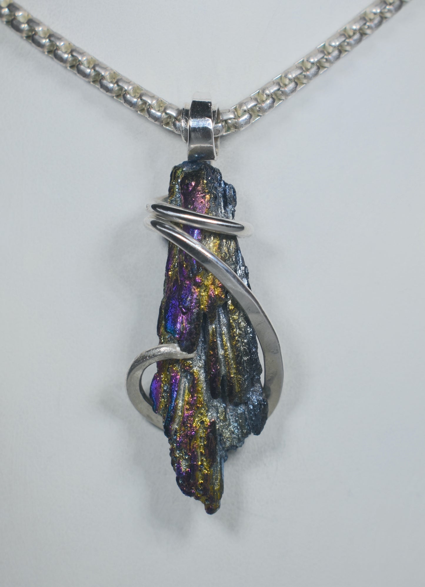 Carborundum Handmade Crystal Pendant Wrapped in Silver