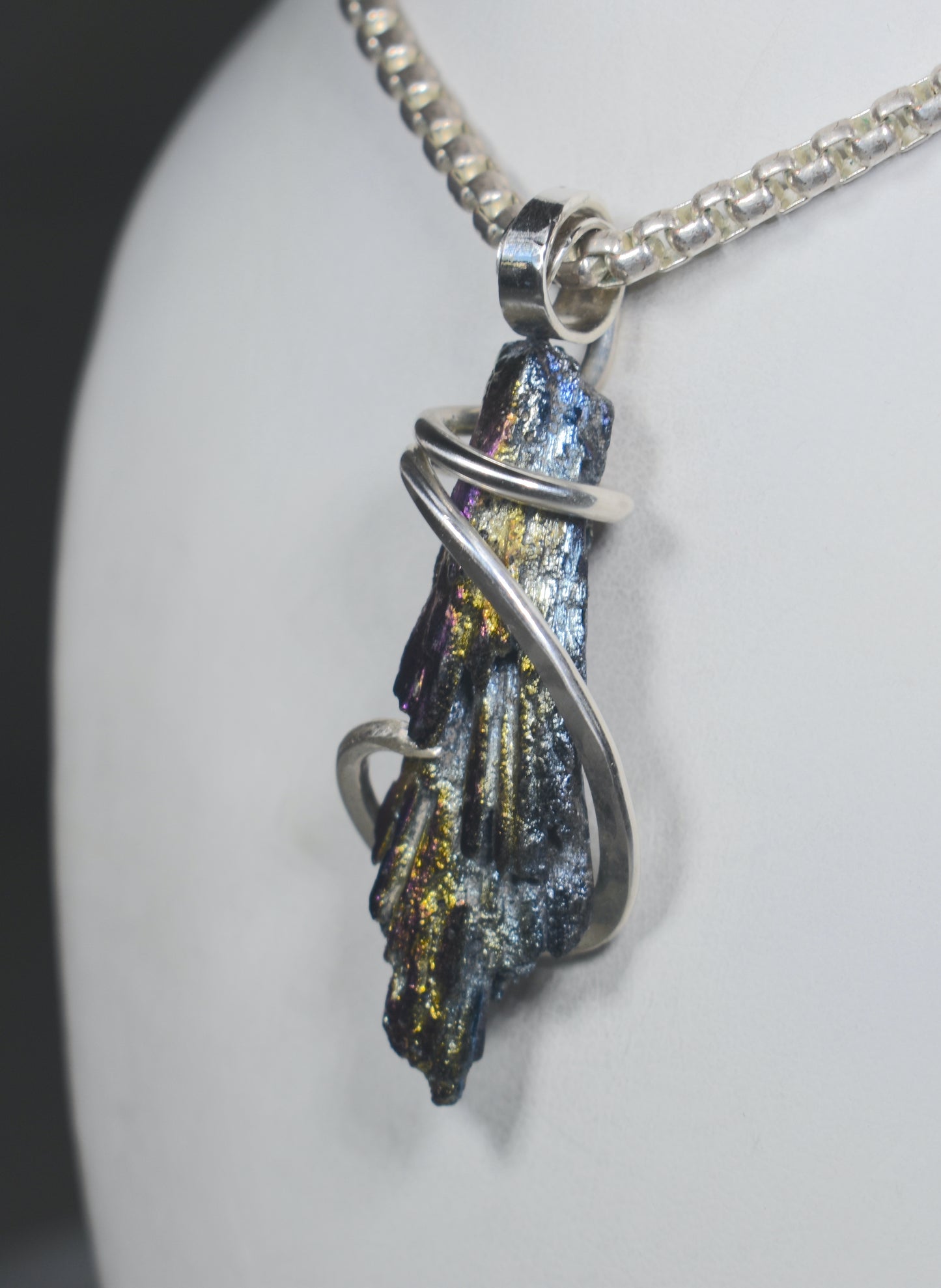 Carborundum Handmade Crystal Pendant Wrapped in Silver