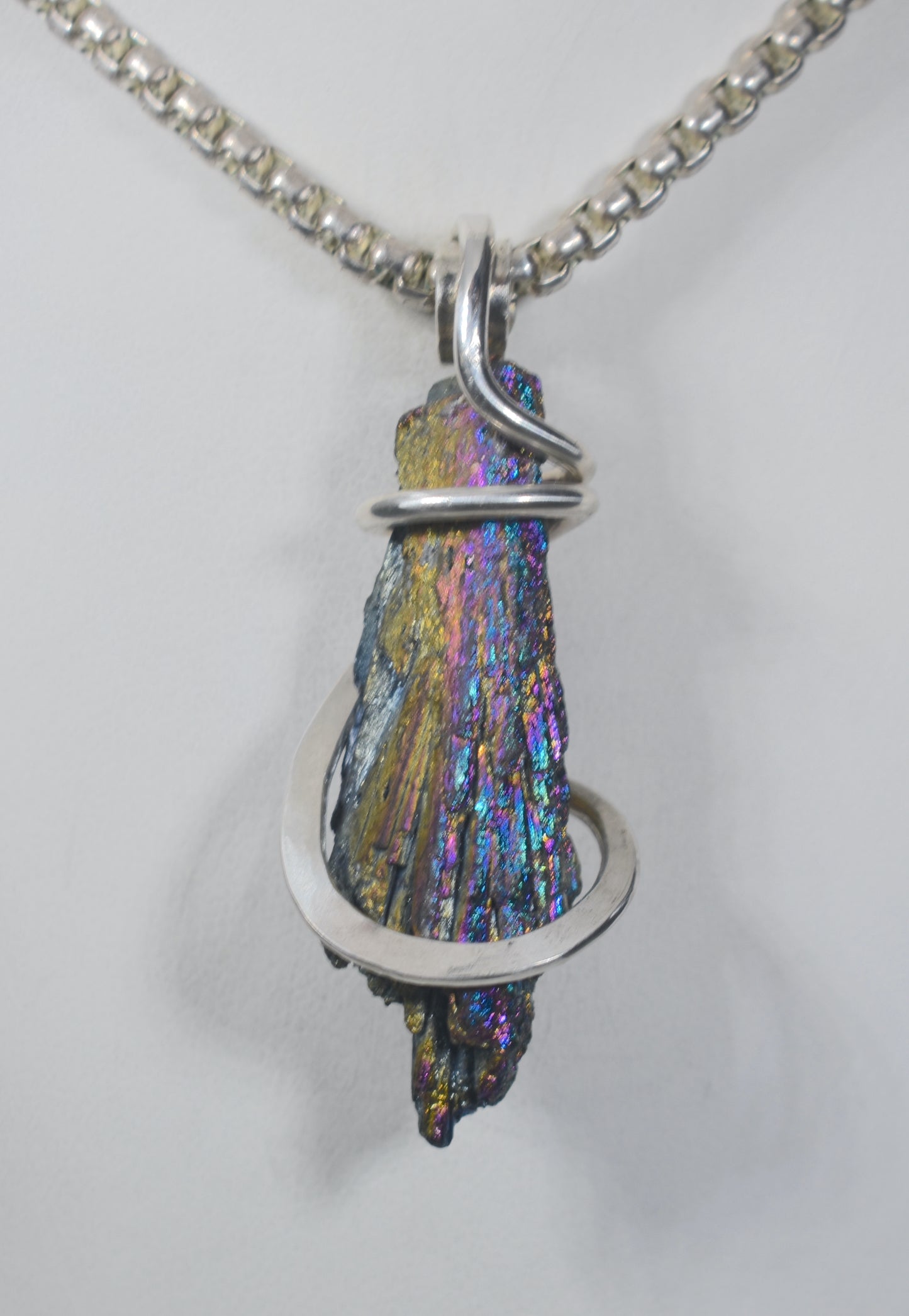 Carborundum Handmade Crystal Pendant Wrapped in Silver