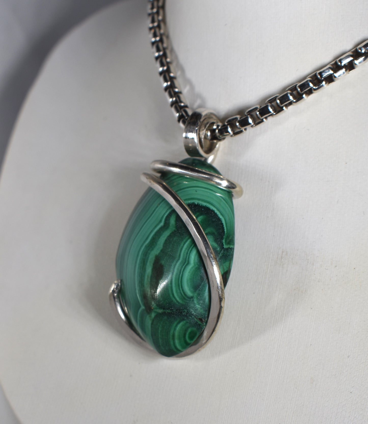 Malachite Pendant Necklace 925 Sterling Silver