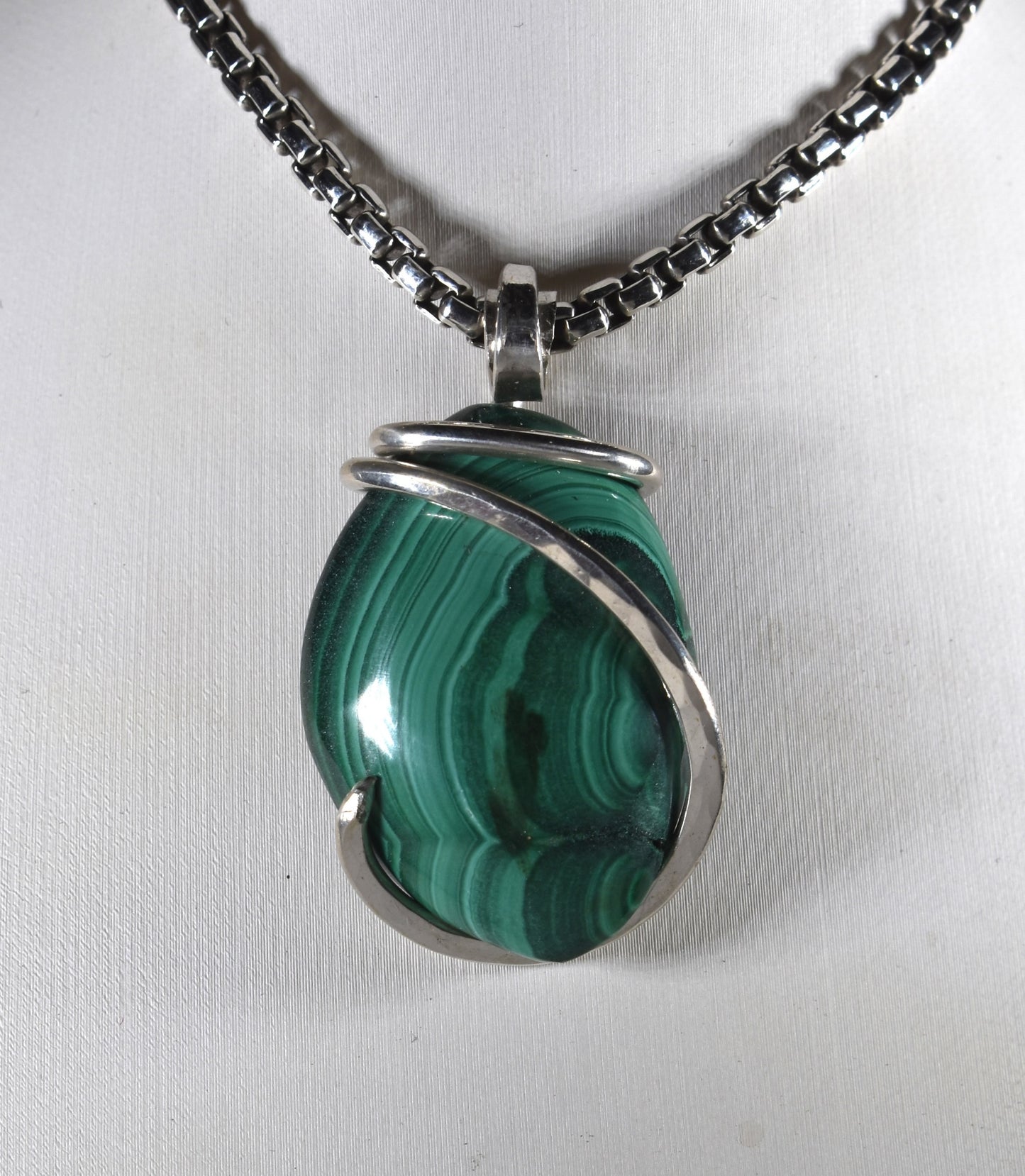 Malachite Pendant Necklace 925 Sterling Silver