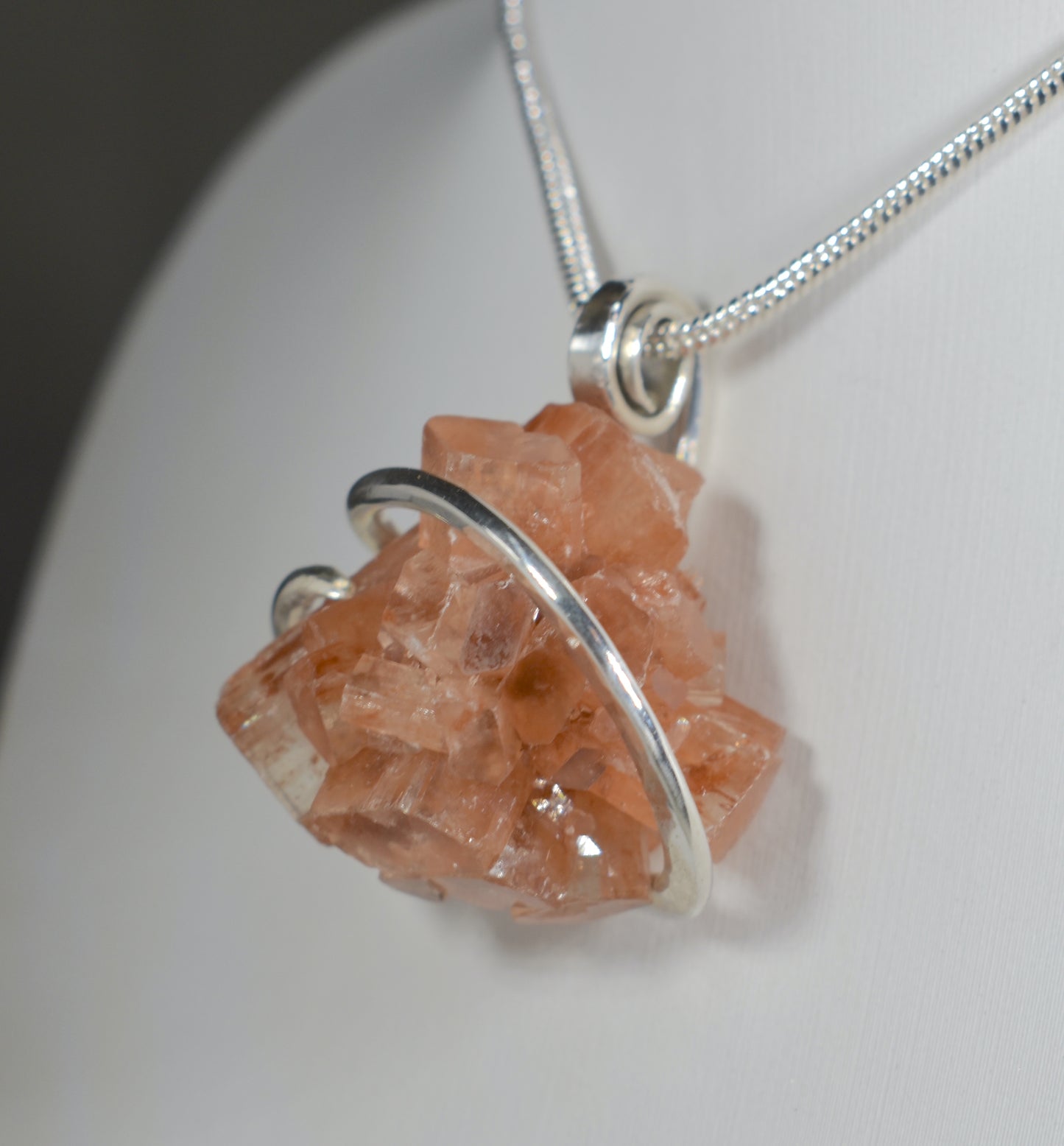 Aragonite Handmade Crystal Pendant Wrapped in Silver