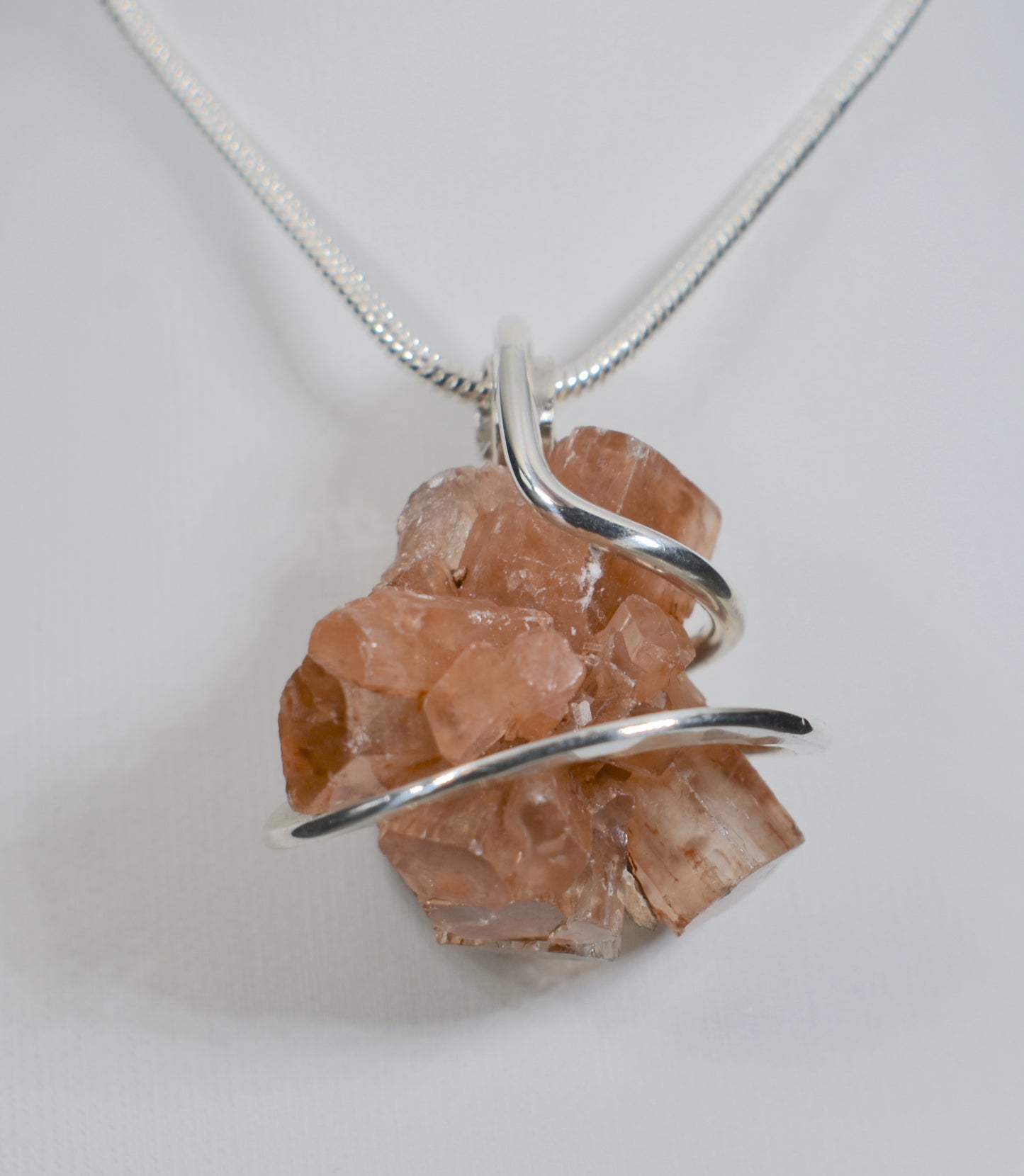 Aragonite Handmade Crystal Pendant Wrapped in Silver