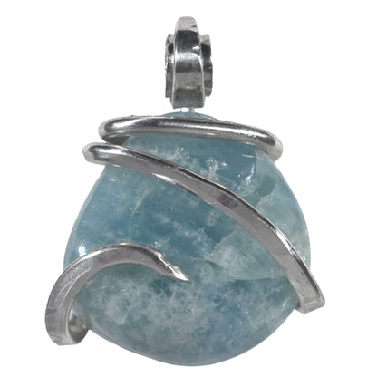 Aquamarine Handmade Crystal Pendant Wrapped in Silver