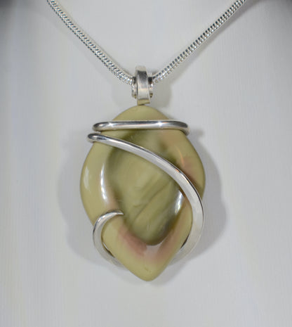 Imperial Jasper Handmade Stone Pendant Wrapped in Silver