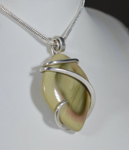 Imperial Jasper Handmade Stone Pendant Wrapped in Silver