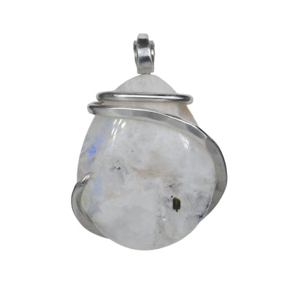 Spectrolite Handmade Crystal Pendant Wrapped in Silver