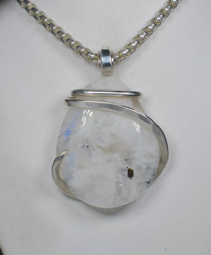 Spectrolite Handmade Crystal Pendant Wrapped in Silver